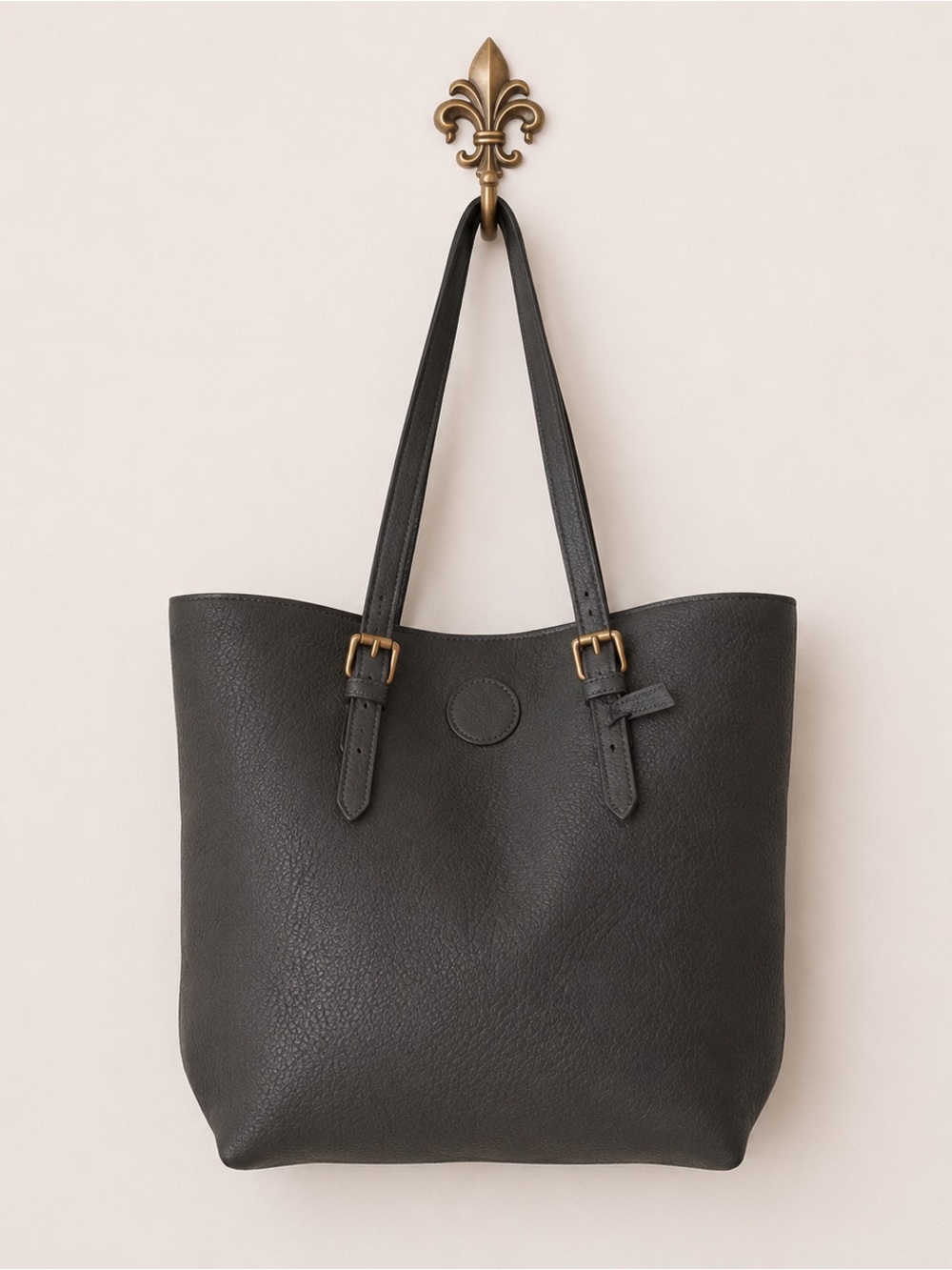 Empire dark gray leather bucket tote briefcase bags